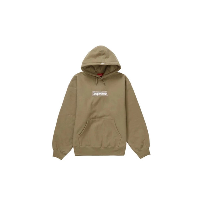 Hoodie Supreme Box Logo Dark Sand FW23 - Exclufy