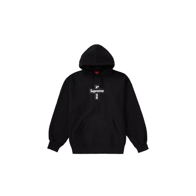 Supreme Cross Box Logo Hooded Sweatshirt Black - Exclufy