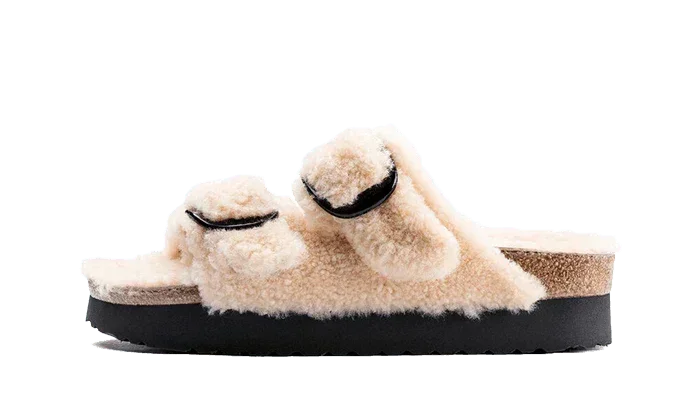 Birkenstock Arizona Big Buckle Shearling Teddy Eggshell - Exclufy