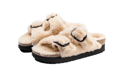 Birkenstock Arizona Big Buckle Shearling Teddy Eggshell - Exclufy