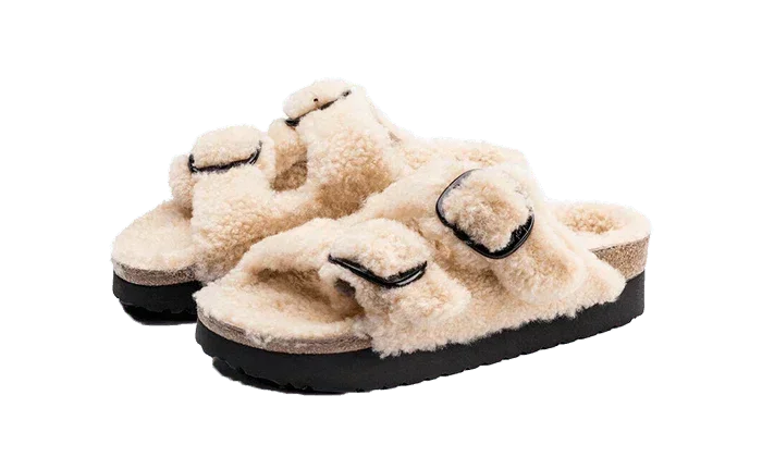 Birkenstock Arizona Big Buckle Shearling Teddy Eggshell - Exclufy