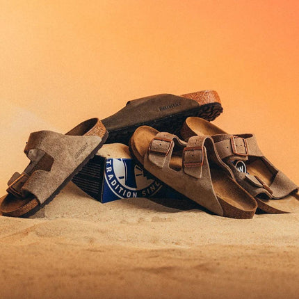 Birkenstock Arizona Suede Leather Soft Footbed Taupe - Exclufy