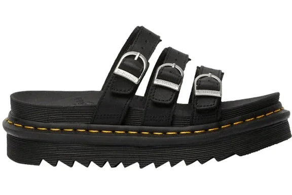 Dr. Martens Blaire Leather Slide Black Hydro (Women's) - Exclufy