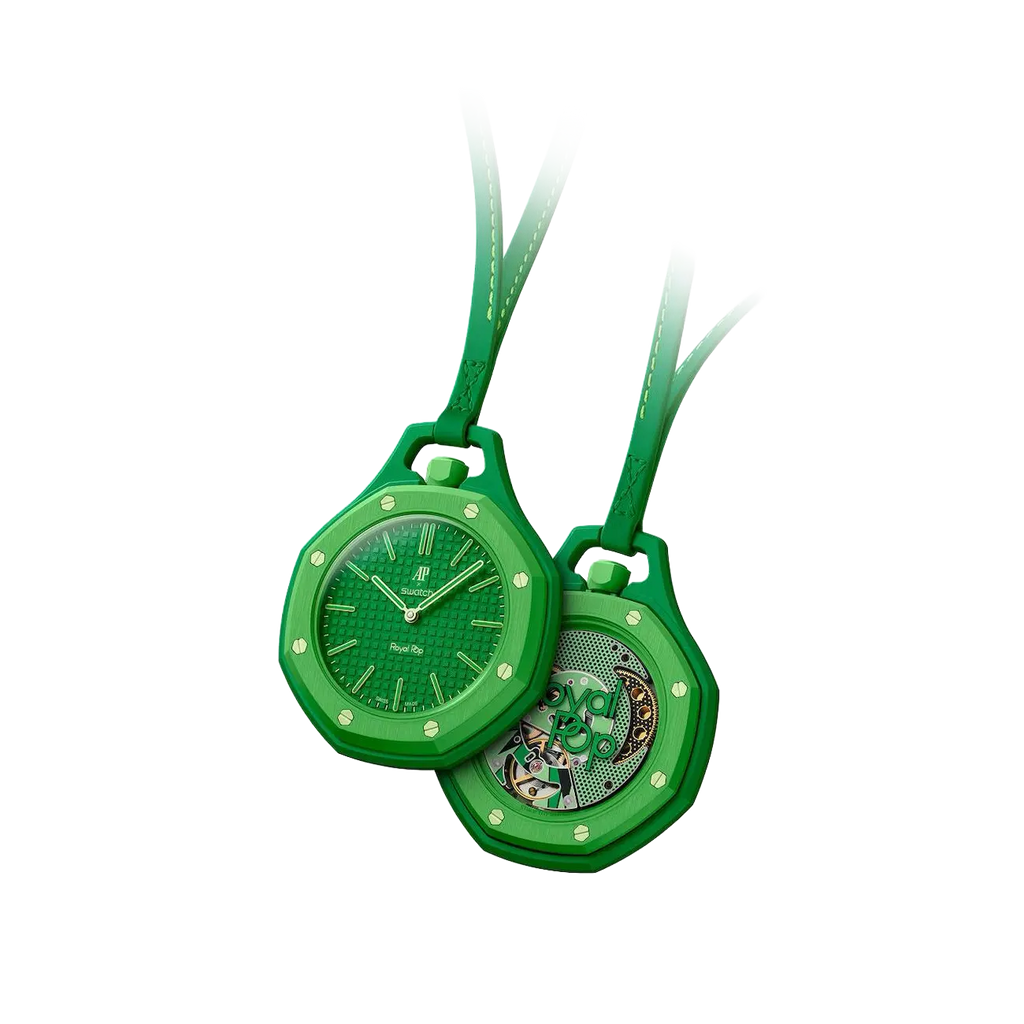 https://cdn.shopify.com/s/files/1/2358/2817/files/Swatch_Audemars_Piguet_Royal_Pop_Collection_Pocket_Watch_Green_Eight_1.webp?v=1778663091