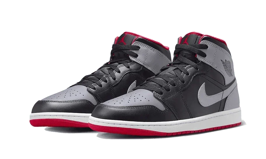 Air Jordan 1 Mid Black Grey Red - Exclufy