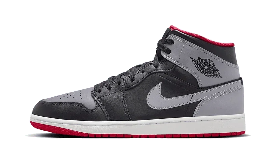 Air Jordan 1 Mid Black Grey Red - Exclufy