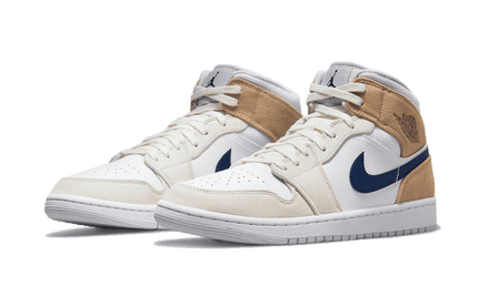 Air Jordan 1 Mid Tan Suede Navy - Exclufy