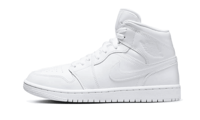 Air Jordan 1 Mid Triple White Patent Swoosh - Exclufy