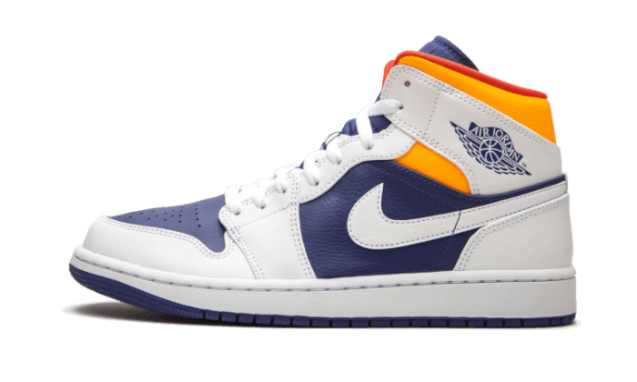 Air Jordan 1 Mid White Laser Orange Deep Royal Blue - Exclufy