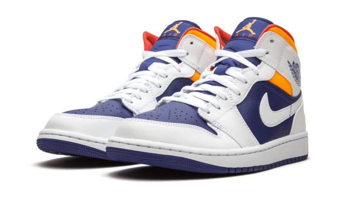 Air Jordan 1 Mid White Laser Orange Deep Royal Blue - Exclufy