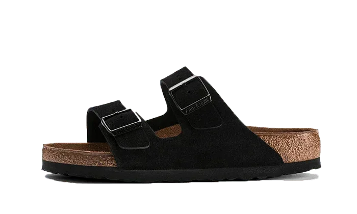 Birkenstock Arizona Suede Leather Soft Footbed Black - Exclufy