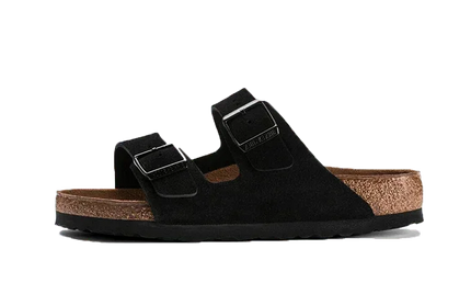 Birkenstock Arizona Suede Leather Soft Footbed Black - Exclufy