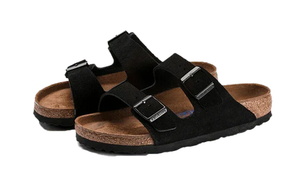 Birkenstock Arizona Suede Leather Soft Footbed Black - Exclufy