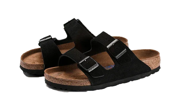 Birkenstock Arizona Suede Leather Soft Footbed Black - Exclufy