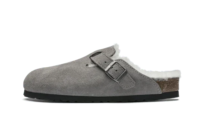 Birkenstock Boston Shearling Suede Stone Coin - Exclufy