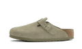 Birkenstock Boston Suede Leather Faded Khaki - Exclufy