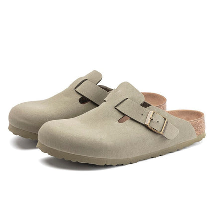 Birkenstock Boston Vegan Birkibuc Khaki - Exclufy