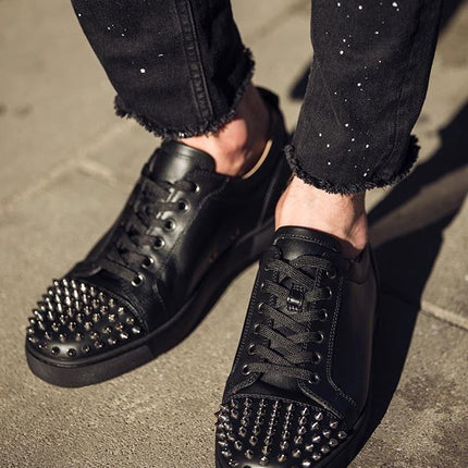 Christian Louboutin Low Top Louis Junior Spikes Black - THE LIMITED CLUB