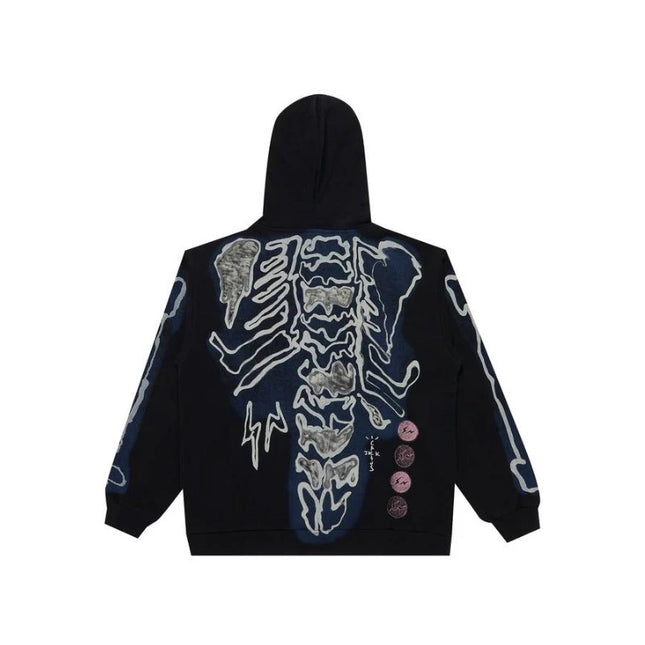 Full Zip Hoodie Travis Scott Cactus Jack For Fragment Skeleton Graffiti - Exclufy