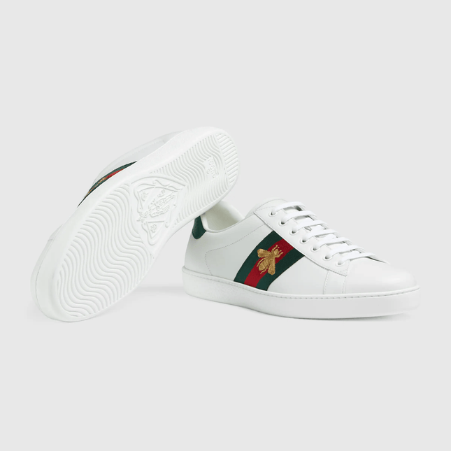 Gucci Ace White Leather Bee - THE LIMITED CLUB