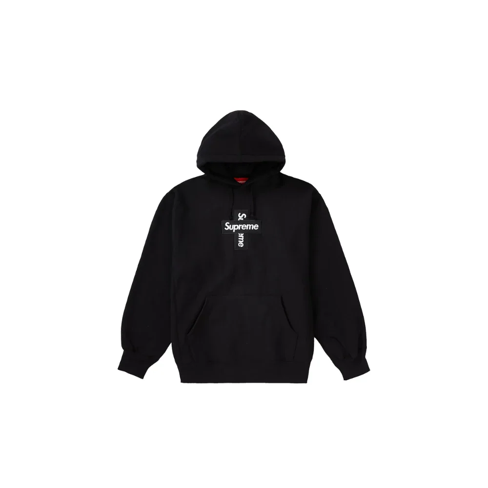 Supreme Cross Box Logo Hooded Sweatshirt Black - Exclufy