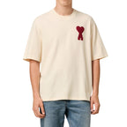 T-shirt Beige Coeur Rouge Patch Ami De Coeur En Coton - Exclufy