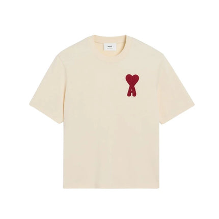 T-shirt Beige Coeur Rouge Patch Ami De Coeur En Coton - Exclufy