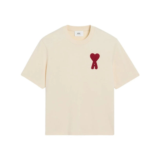 T-shirt Beige Coeur Rouge Patch Ami De Coeur En Coton - Exclufy