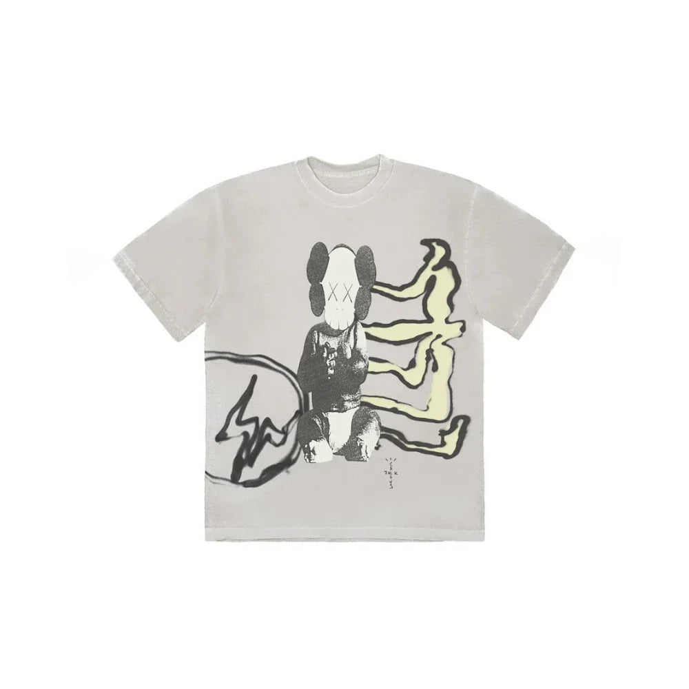 T-shirt Travis Scott Cactus Jack x Kaws for Fragment Aged Yellow - Exclufy